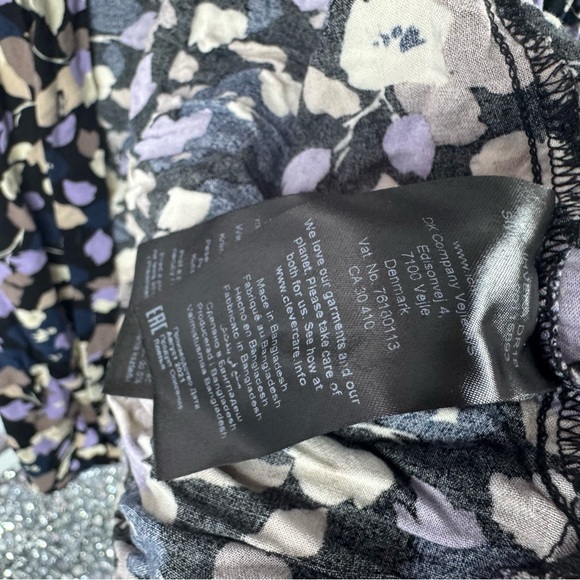 ICHI Floral Print long Blouse mini dress purple cream flowers button up - Picture 5 of 7